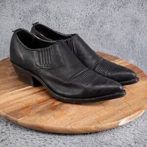 VTG Nocona Western Pointed Toe Heeled Ankle Booties Black Leather Size 7.5 B